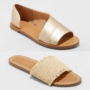 Universal Threads Slide Sandals Gold Nude Rafia
